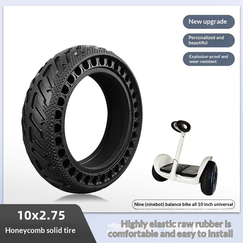 10x2.75 Inch Honeycomb Solid Tire 70 / 65-6.5 for Ninebot Balance Scooter Anti-Puncture Rubber Replacement Tyre - 10X2.75 / 6.5 (70 / 60 / 6.5) - 3