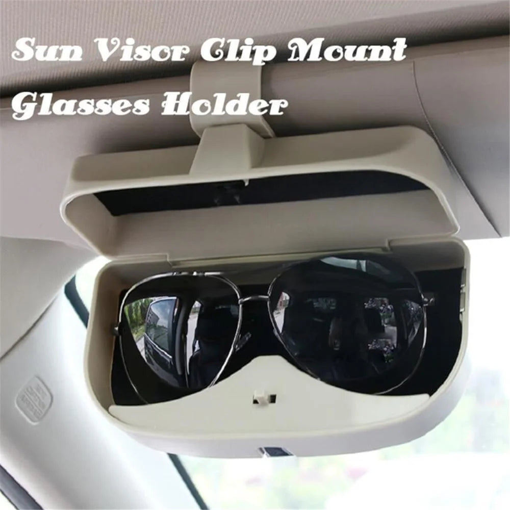 R-5930 Car Sun Visor Clip Mount Sunglasses Holder Eyeglasses Organizer Case - Beige - 2
