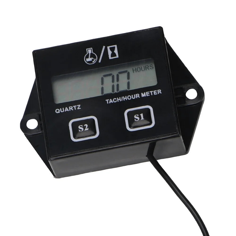Motorcycle Inductive Digital LCD Display Tach Hour Meter Gauge Engine Tachometer - 4