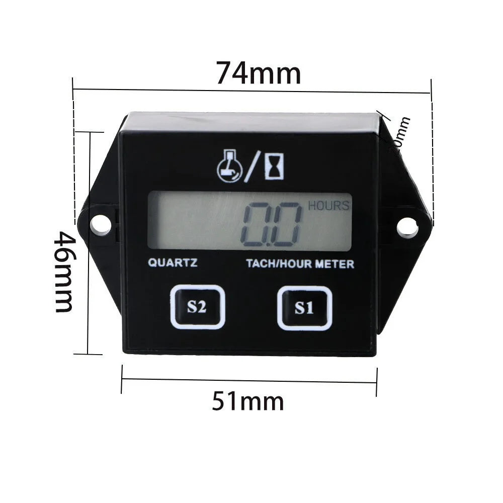 Motorcycle Inductive Digital LCD Display Tach Hour Meter Gauge Engine Tachometer - 5
