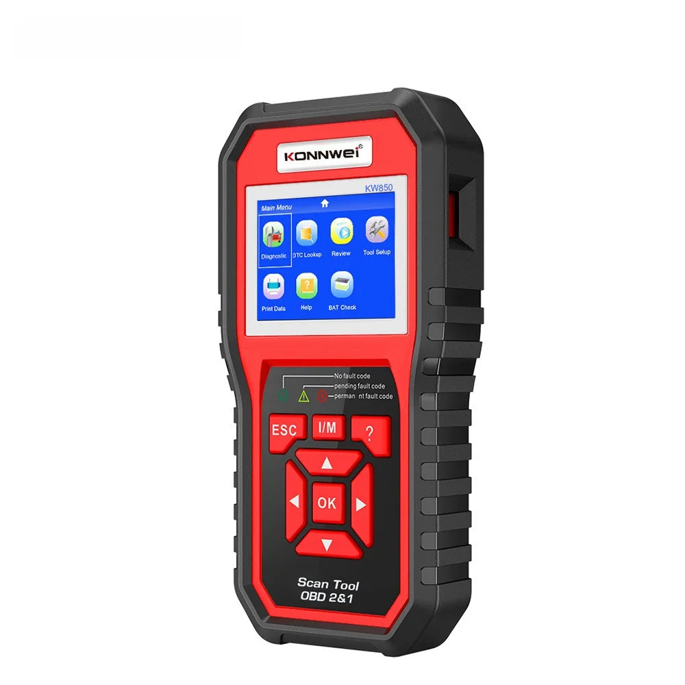 KONNWEI KW850 OBD2 Scanner Code Reader OBD II Automotive Scanner Car Diagnostic Scan Tool Check Engine Tool (Support 8 Languages) - Red - 2