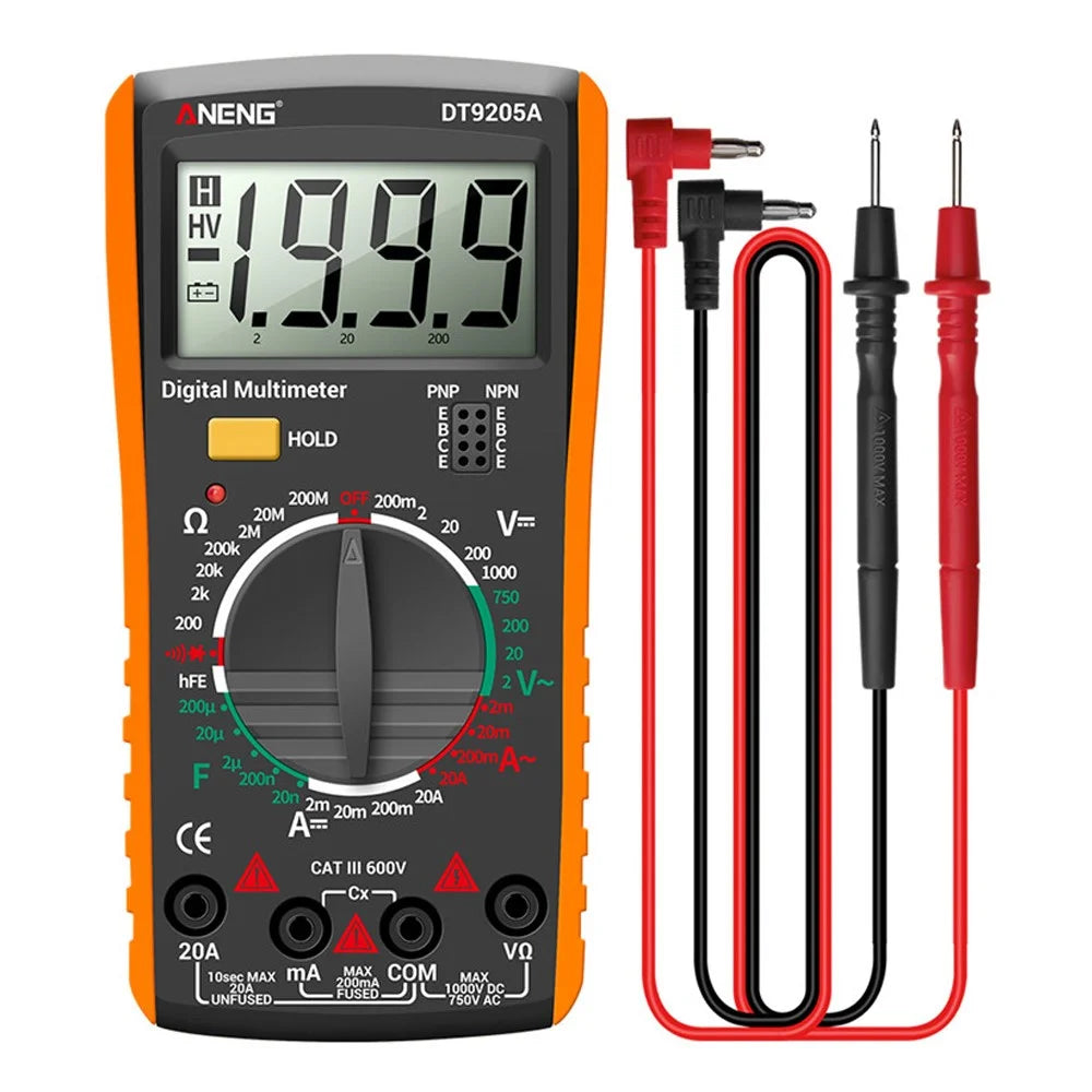 ANENG DT9205A Multifunctional HD Digital True RMS Multimeter AC/DC Voltage Meter - Orange - 1