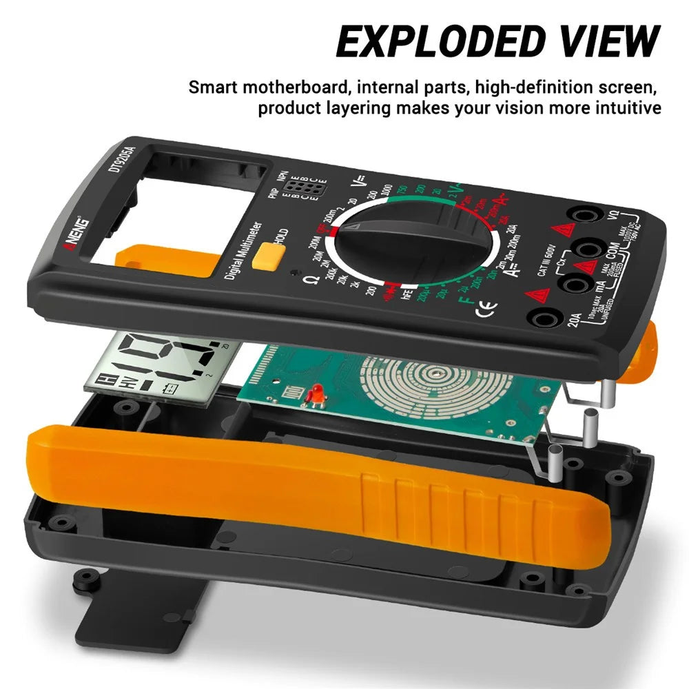 ANENG DT9205A Multifunctional HD Digital True RMS Multimeter AC/DC Voltage Meter - Orange - 6