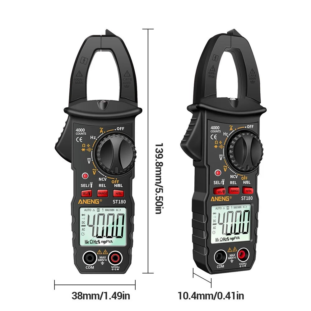 ANENG ST180 4000 Counts Digital Clamp Meter AC Current Multimeter Ammeter Voltage Tester - Black - 4