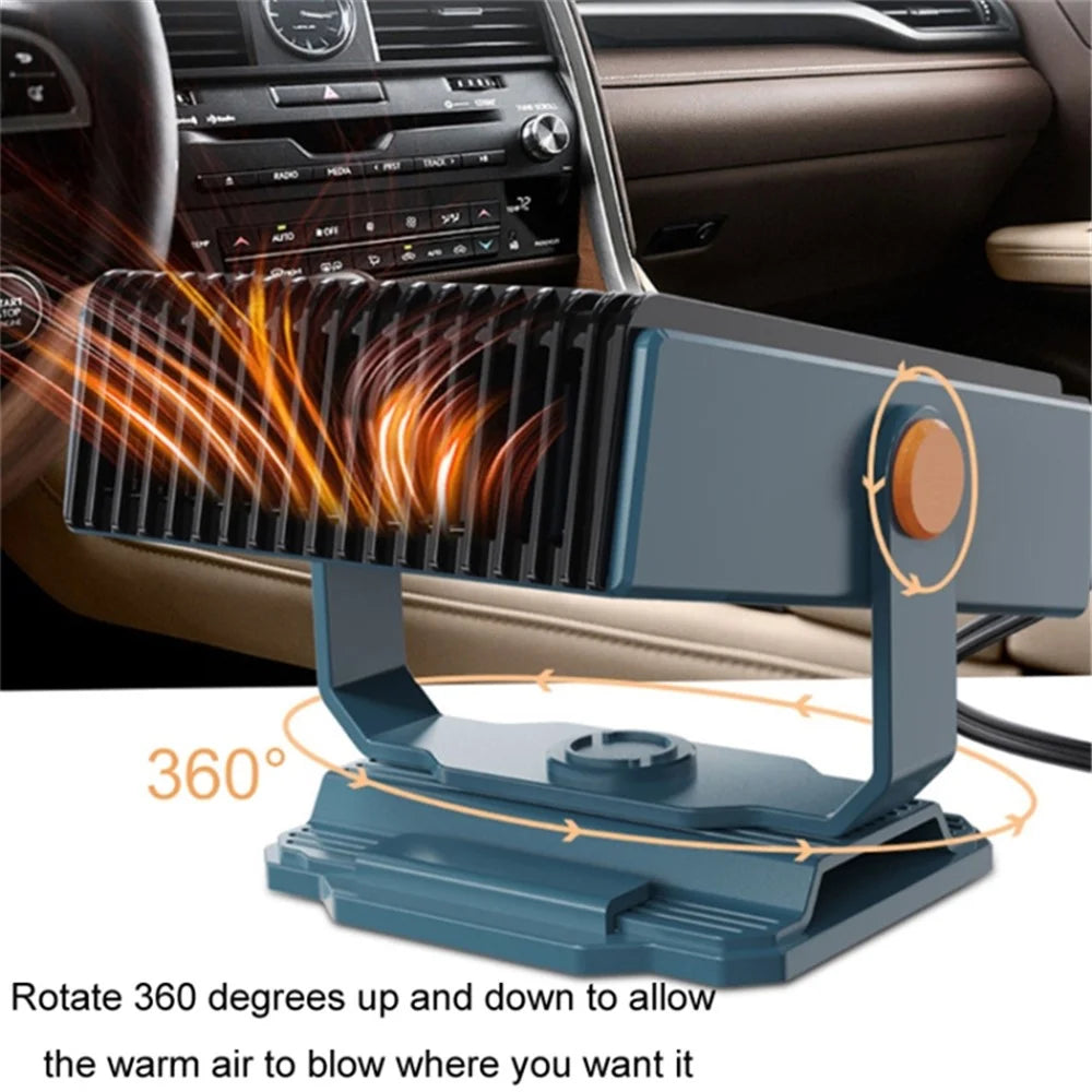 12V Car Heater Portable Fan 150W Windshield Defogger Defroster Winter Fast Heating Warmer - Navy Blue - 2