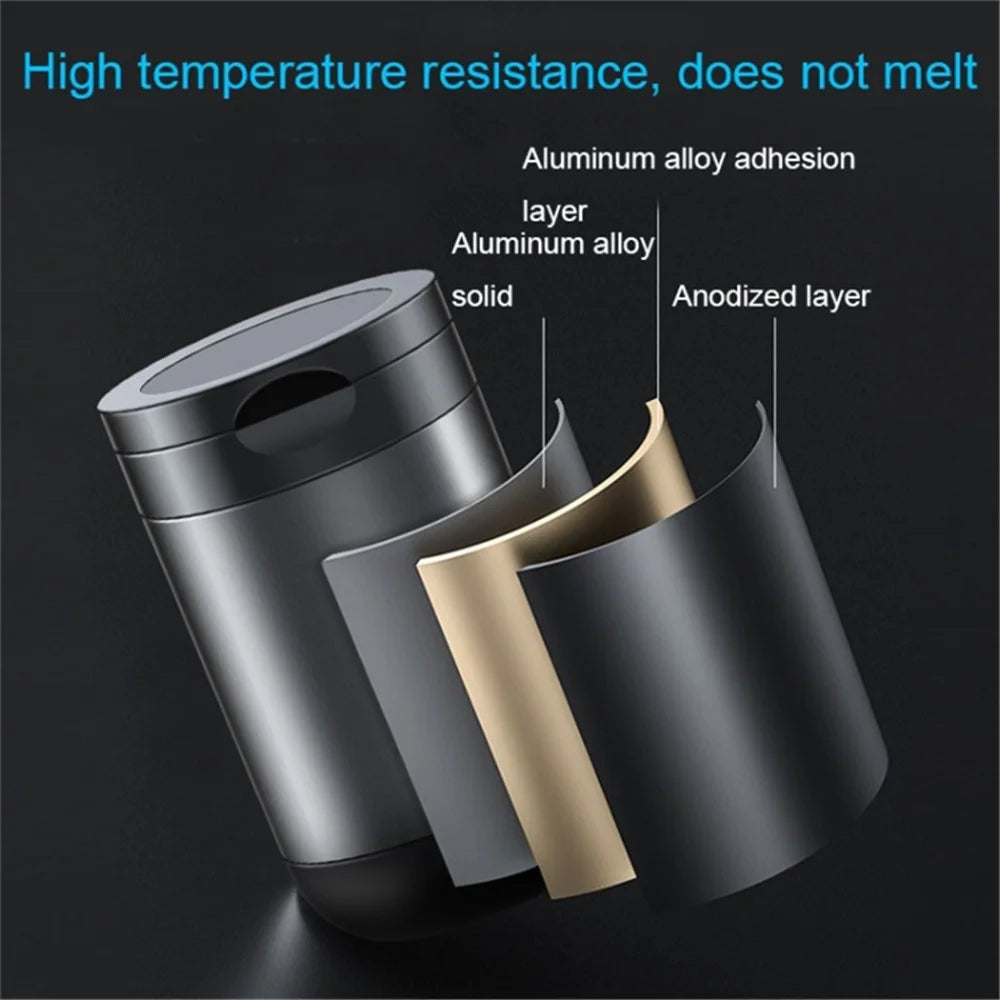 Aluminum Alloy Car Ashtray with LED Light Flame Retardant Good Sealing Ash Storage Holder - Silver - 4