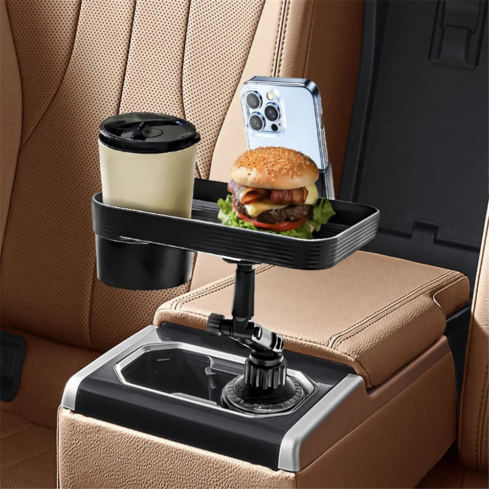 SB-6088 Universal Car Cup Holder Tray 360-Degree Rotating Car Tray Table with Cell Phone Stand for Eating / Watching - 4