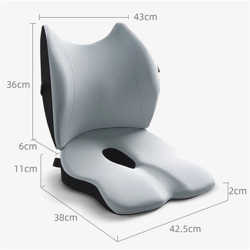 LOVERCAR Ergonomics Car Seat Cushion Memory Foam Slow Rebound Chair Cushion with Backrest - Grey - 7