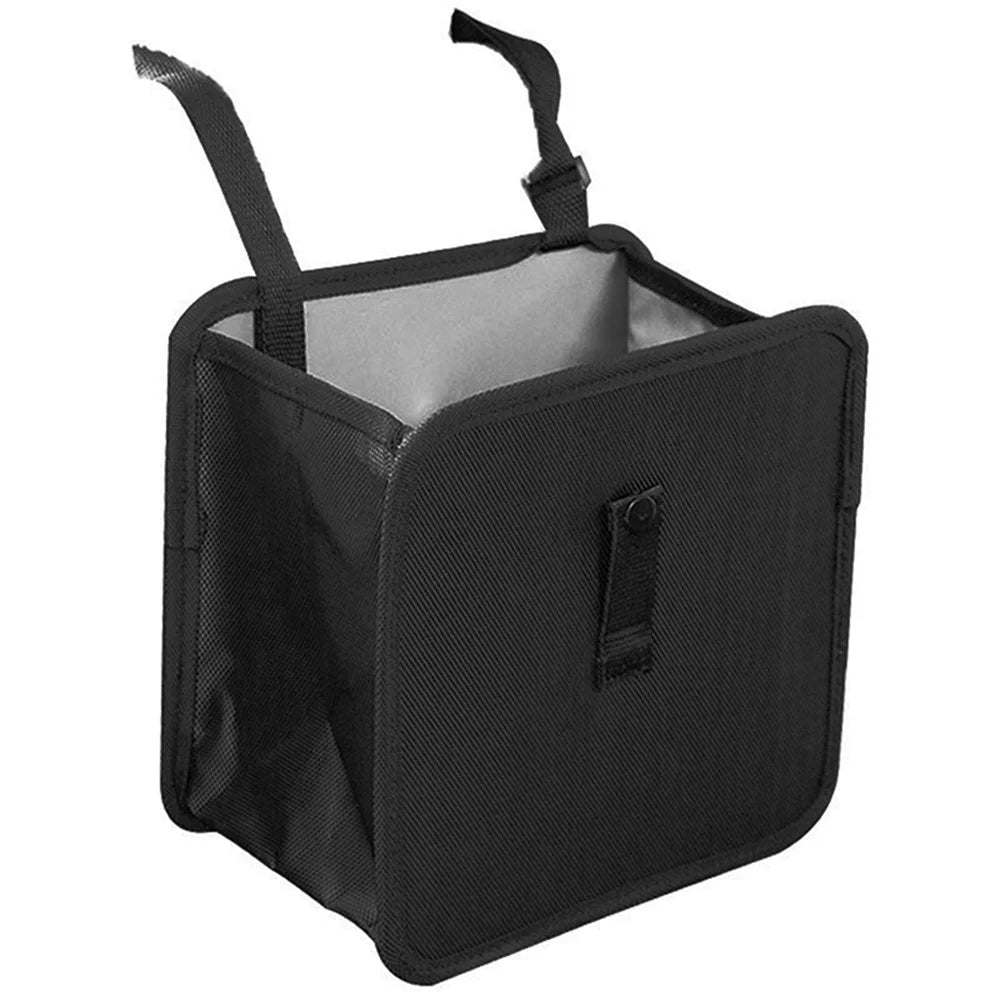 Car Trash Holder Storage Bag Foldable Car Seat Back Oxford Cloth Trash Bin - Black - 2