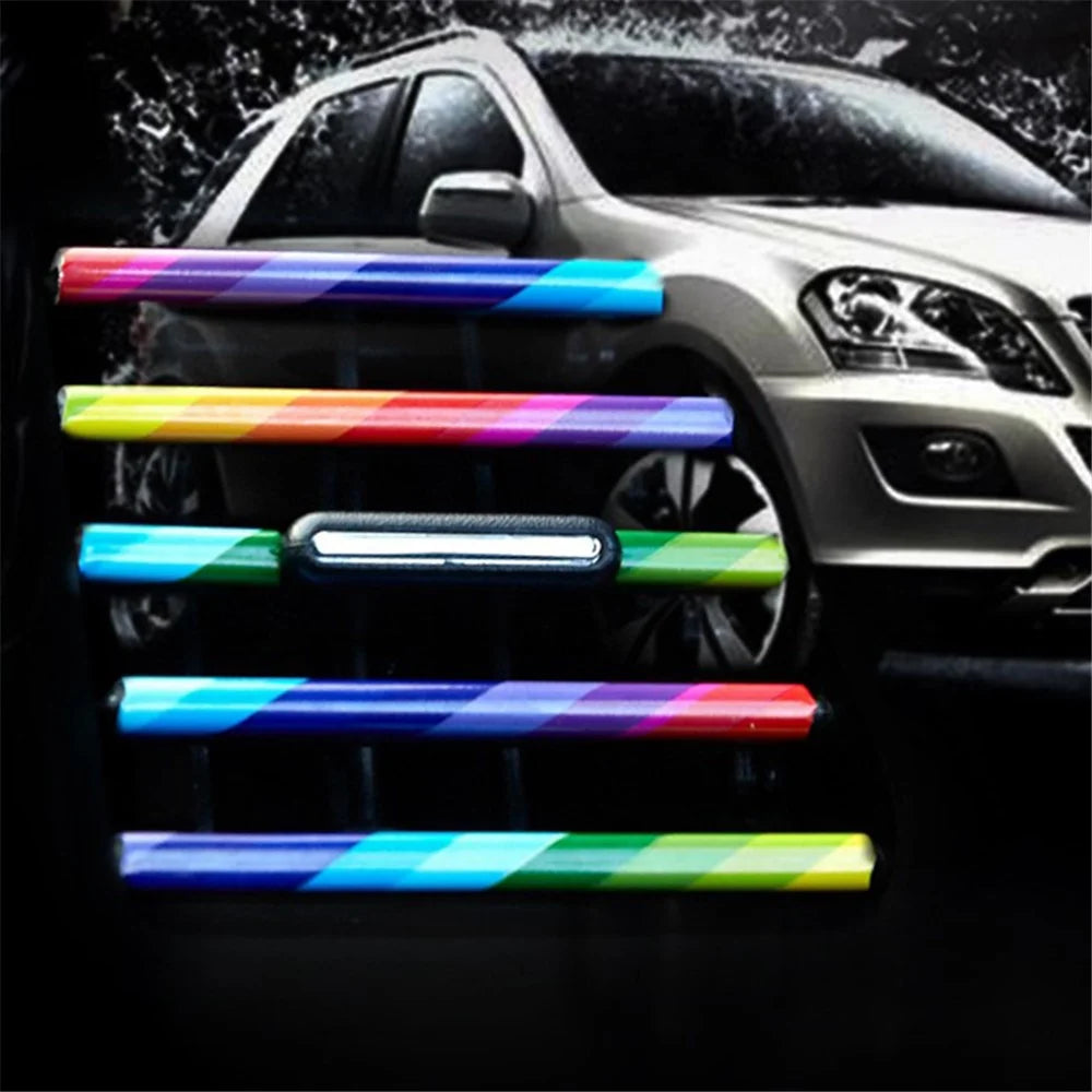 10Pcs Car Air Outlet Decorative Strips Vehicle Trim Air Vent Flexible PVC Decor Strips - Blue - 2