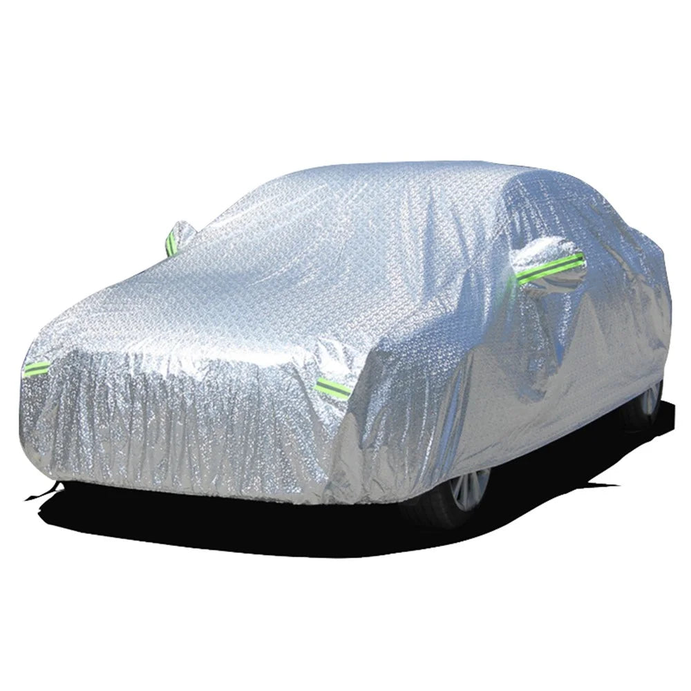 Car Cover Waterproof All Weather Rain Sun UV Protection Aluminum Foil Cover with Reflective Strips / Storage Bag - 2XL - 1