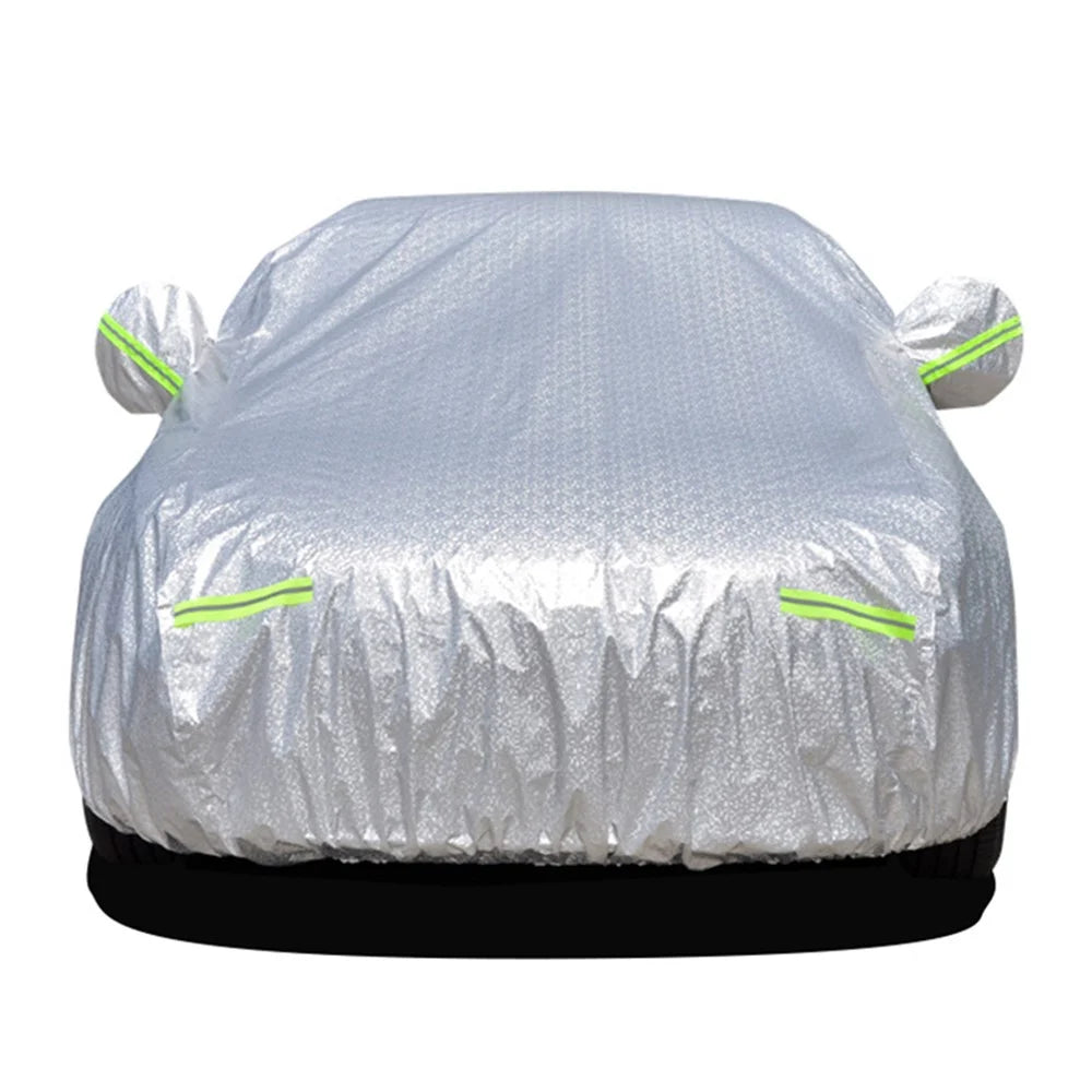 Car Cover Waterproof All Weather Rain Sun UV Protection Aluminum Foil Cover with Reflective Strips / Storage Bag - 2XL - 2
