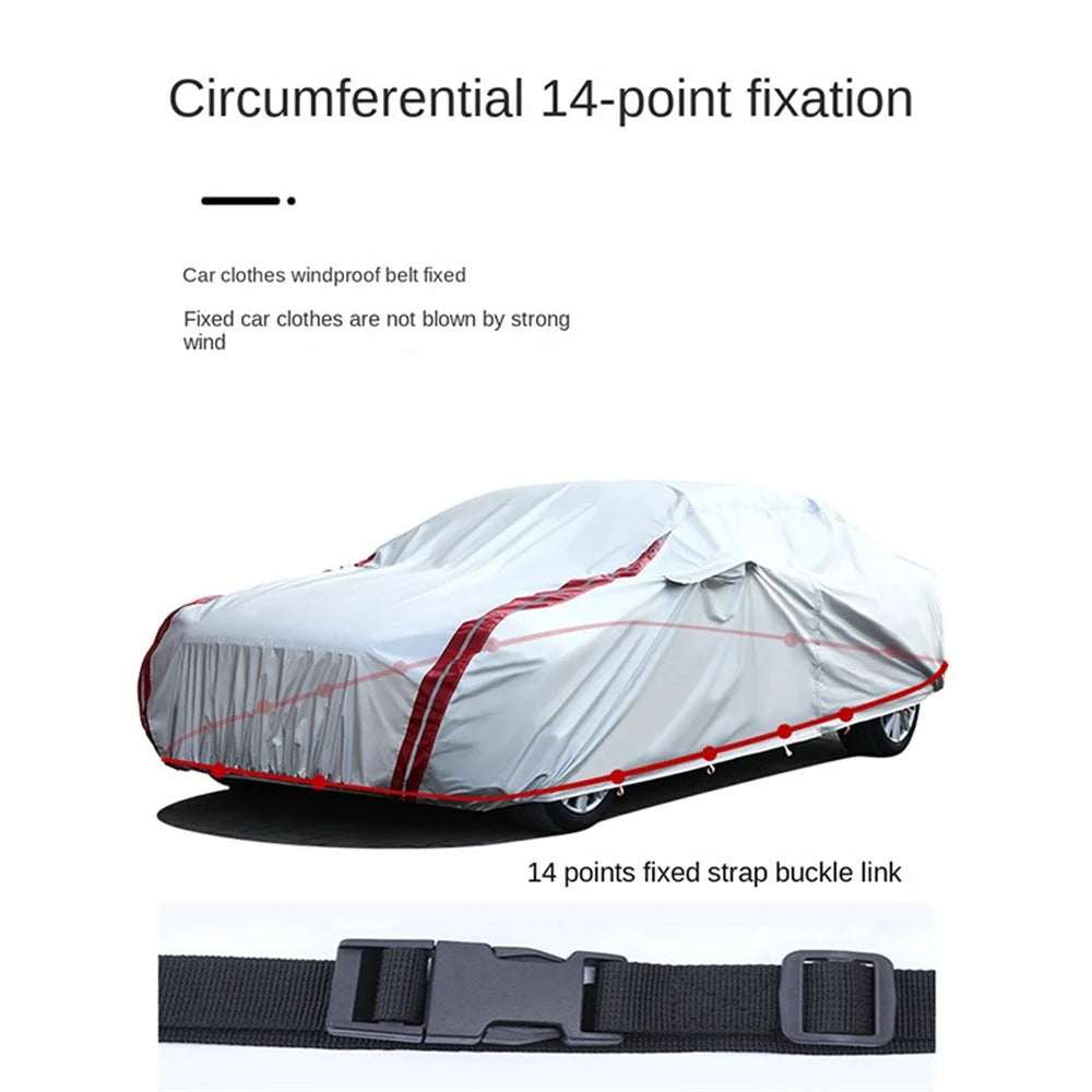 Oxford Cloth Car Cover All Weather Rain Snow UV Sun Hail Protector with Storage Bag - 2XL - 4