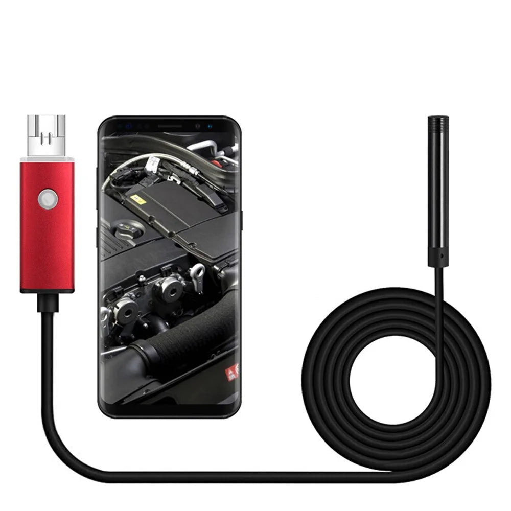 1m Hard Wire Endoscope Camera Waterproof 6-LED 5.5mm Inspection Camera Lens Borescope for Micro USB / USB Interface Cell Phones and Computers - 1