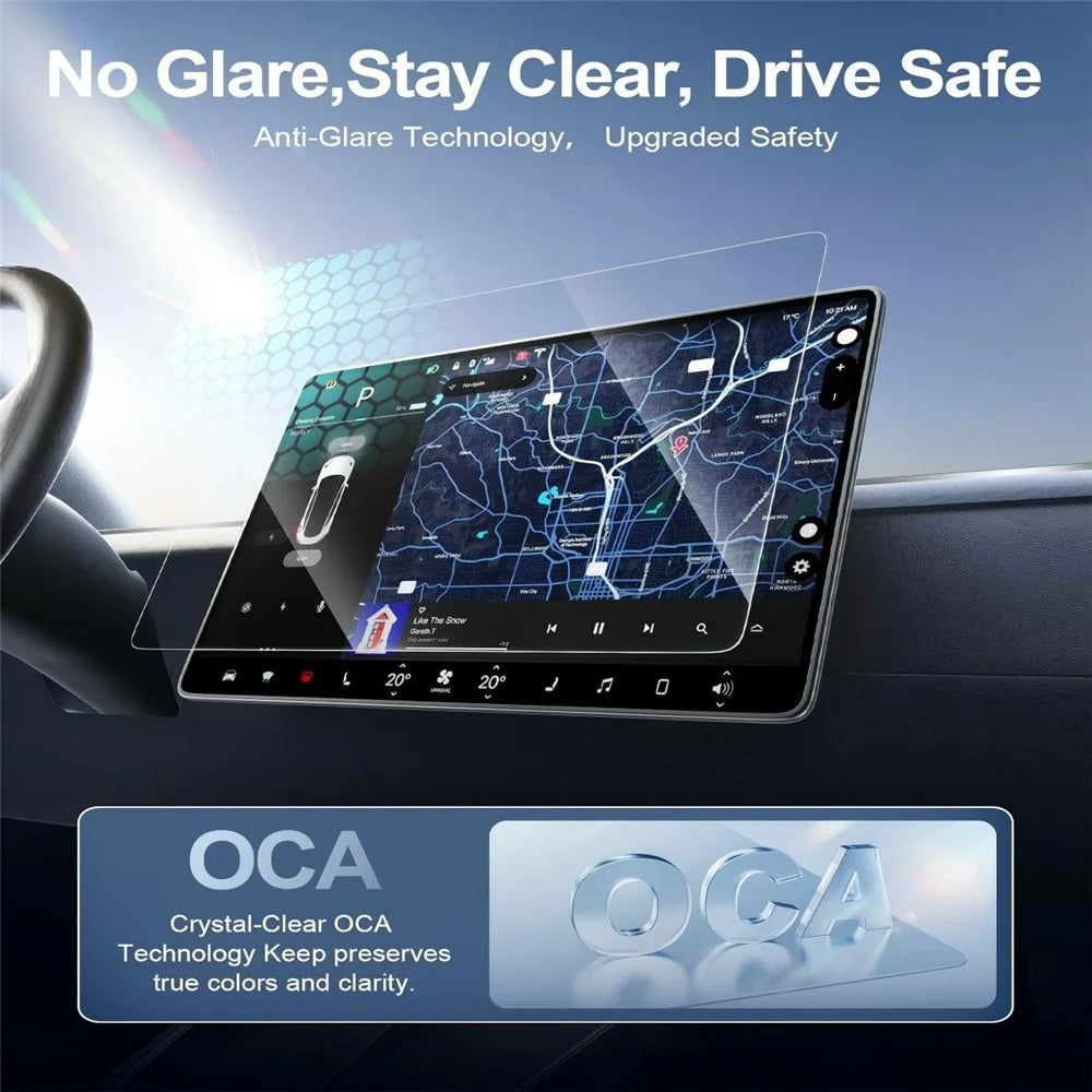 For Model Y (2020-2025) / Model 3 (2017-2023) Tempered Glass Film Kit Center Console Rearview Mirror Screen Protector - Transparen - 7