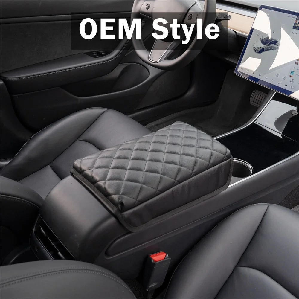 TS000658 For Model 3 / Y 2017-2022 PU Leather Car Armrest Cover Center Console Armrest Box Protector Lid Pad - 4