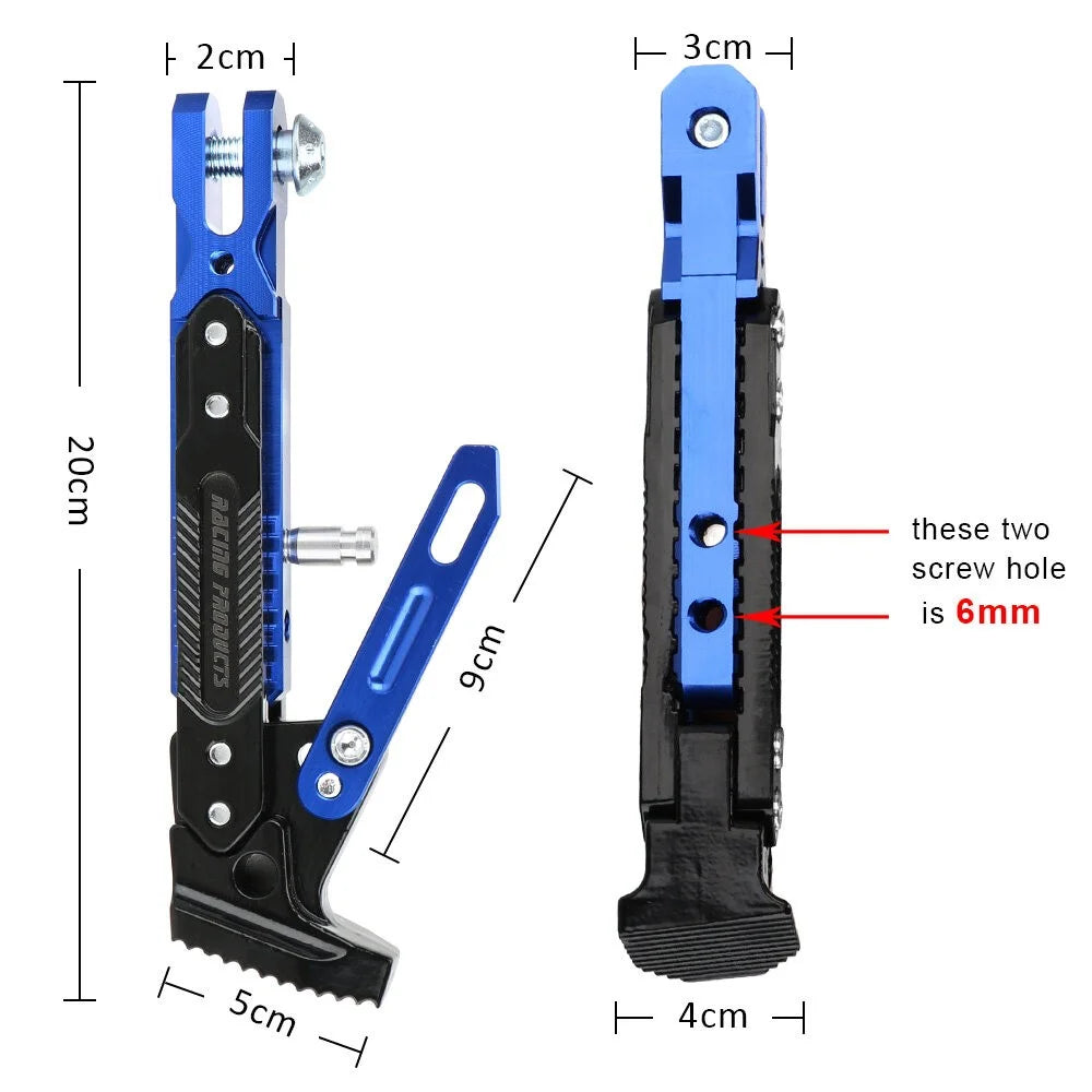 Motorcycle Aluminum Alloy CNC Side Foot Stand Parking Support Adjustable Kickstand - Titanium Grey - 4