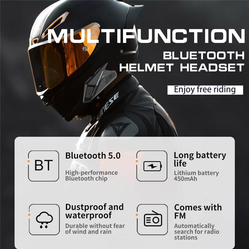 YZ06 Multi-function Bluetooth-compatible Helmet Headset Dust-proof Water-Resistant Wireless Headphone with Stereo Sound/FM Radio for Riding Cycling - 4