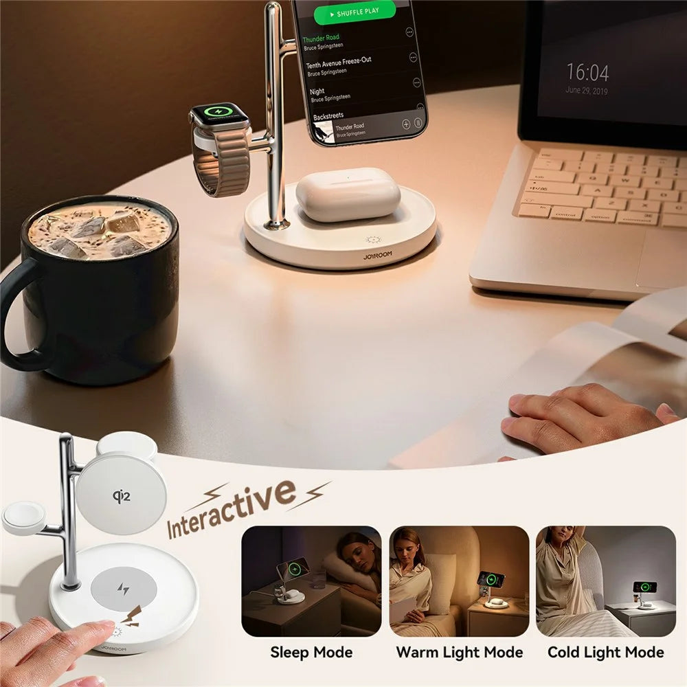 JOYROOM JR-W23 4 in 1 Magnetic Wireless Charger Qi2 Fast Charging Stand with Night Light - 5
