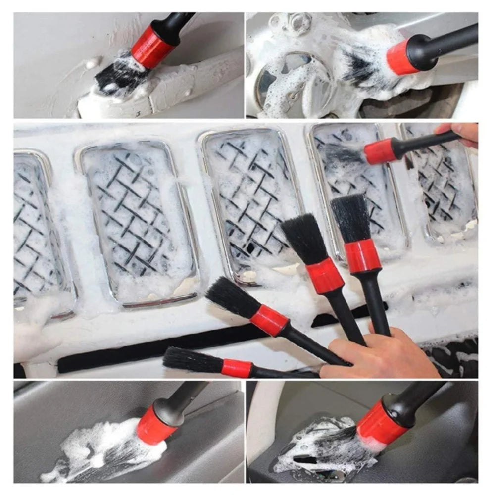 HX2020122117 17pcs Car Wheel Tire Cleaning Brush Kit Long Soft Wheel Brush Microfiber Cloth Dirt Dust Clean Tools Set - 2