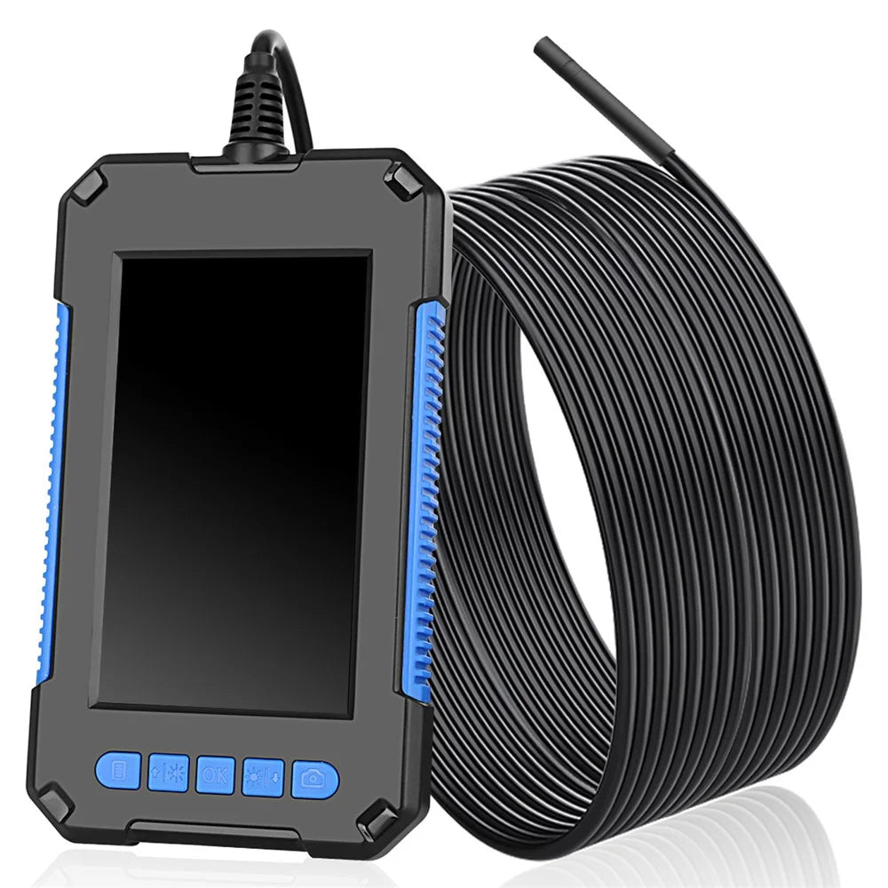 P40 10m Hard Wire 5.5mm Lens 4.3 inch Screen Industrial Endoscope Camera 6-LED Rechargeable Waterproof HD 1080P Inspection Tool - Blue - 1