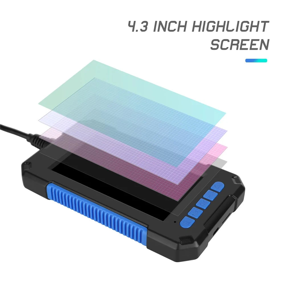 P40 10m Hard Wire 5.5mm Lens 4.3 inch Screen Industrial Endoscope Camera 6-LED Rechargeable Waterproof HD 1080P Inspection Tool - Blue - 3