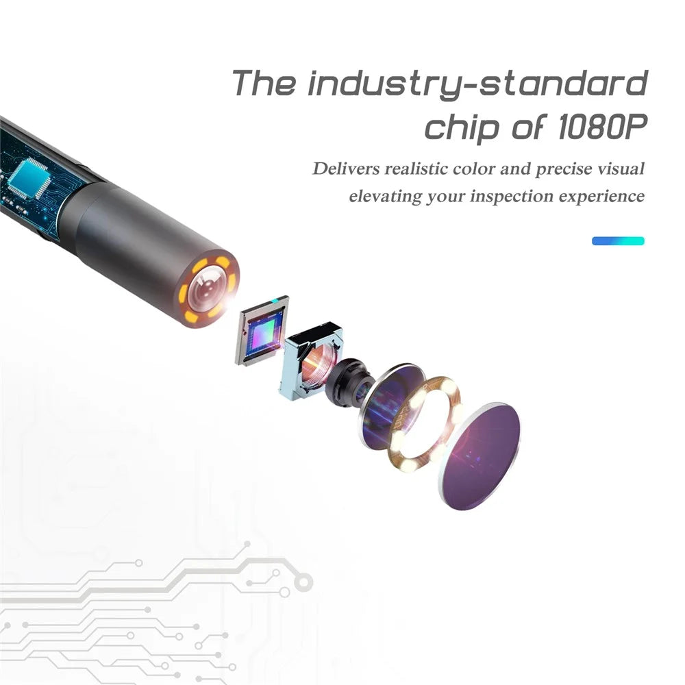 P40 10m Hard Wire 5.5mm Lens 4.3 inch Screen Industrial Endoscope Camera 6-LED Rechargeable Waterproof HD 1080P Inspection Tool - Blue - 5