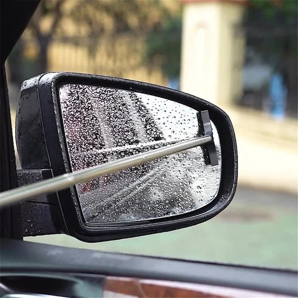 Portable Retractable Car Rearview Mirror Wiper Quick Water Mist Removal Vehicle Rearview Mirror Glass Cleaning Tool - Black - 3