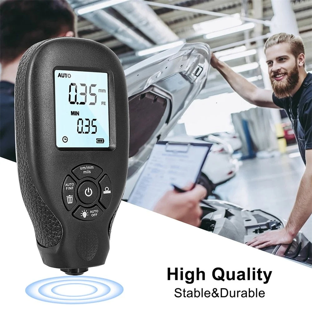 HW-300 Paint Thickness Gauge Car Coating Thickness Meter Paint Film Thickness Measurement Dry Film Digital Meter Gauge Check with LCD Display - White - 2
