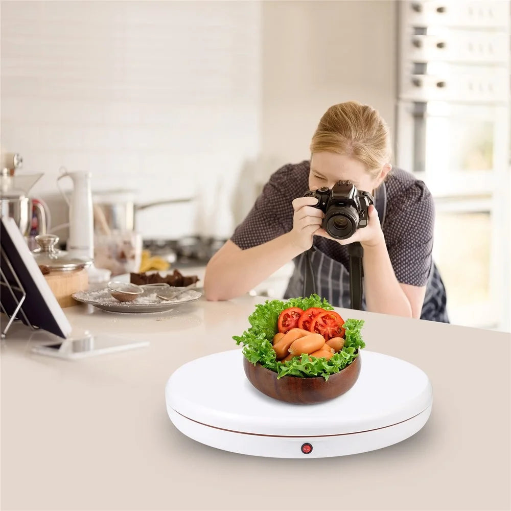 PULUZ PU3146 45cm Remote Control Electric Turntable 100kg Loading Rotating Display Stand - EU Plug / White - 6