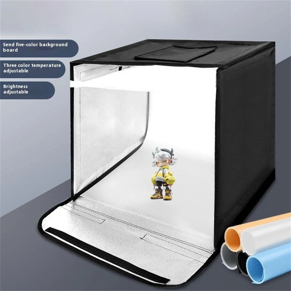 50cm Portable Photo Studio Light Box LED Photography Tent with 3 Color Ring Light - 2