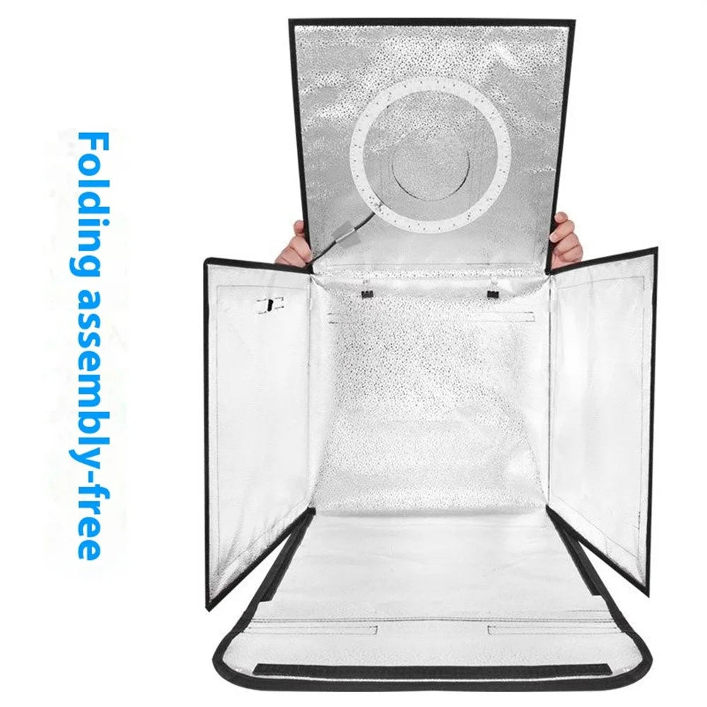 50cm Portable Photo Studio Light Box LED Photography Tent with 3 Color Ring Light - 7