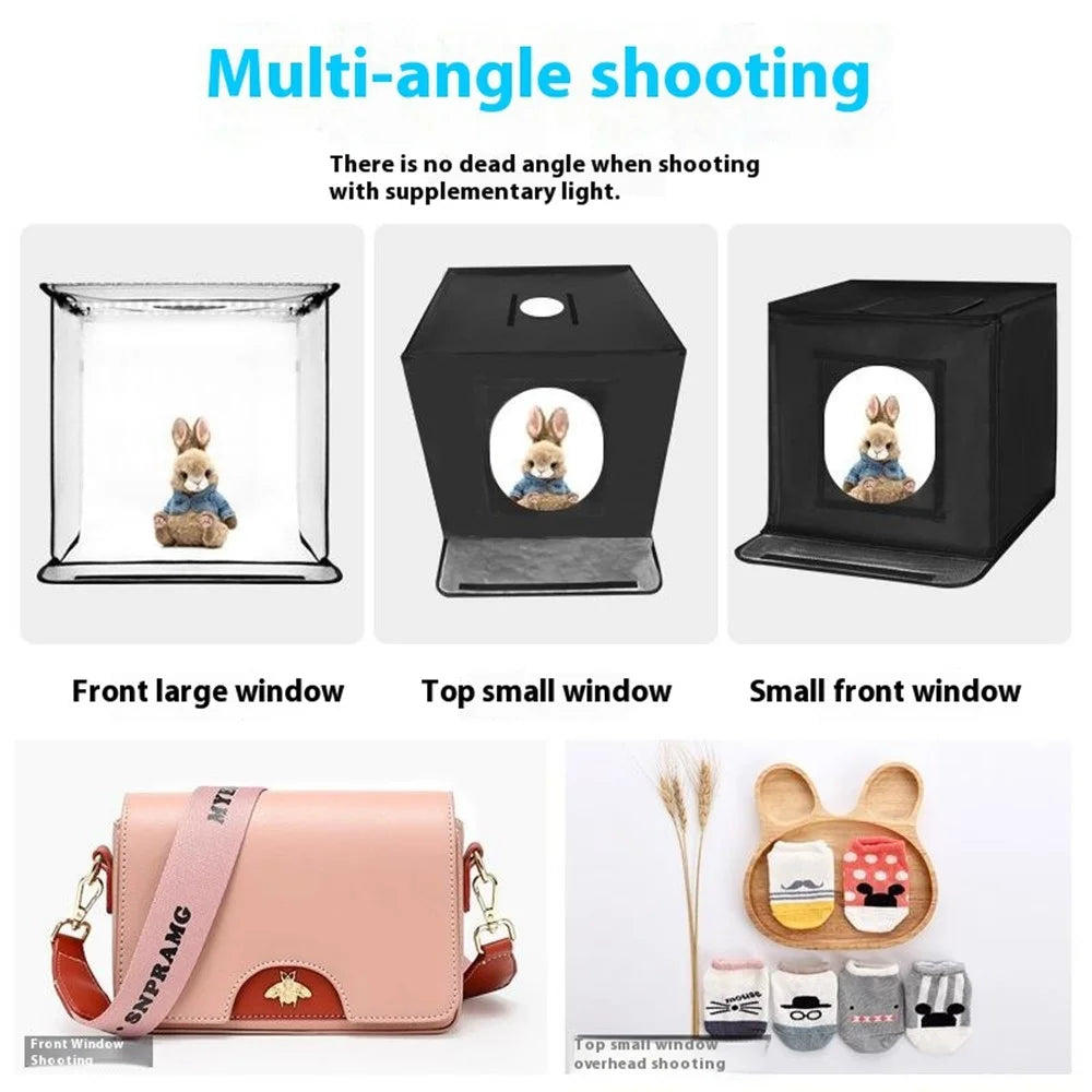 50cm Foldable Photo Studio Mini Light Box LED Photography Tent with 2 Light Panels - 5
