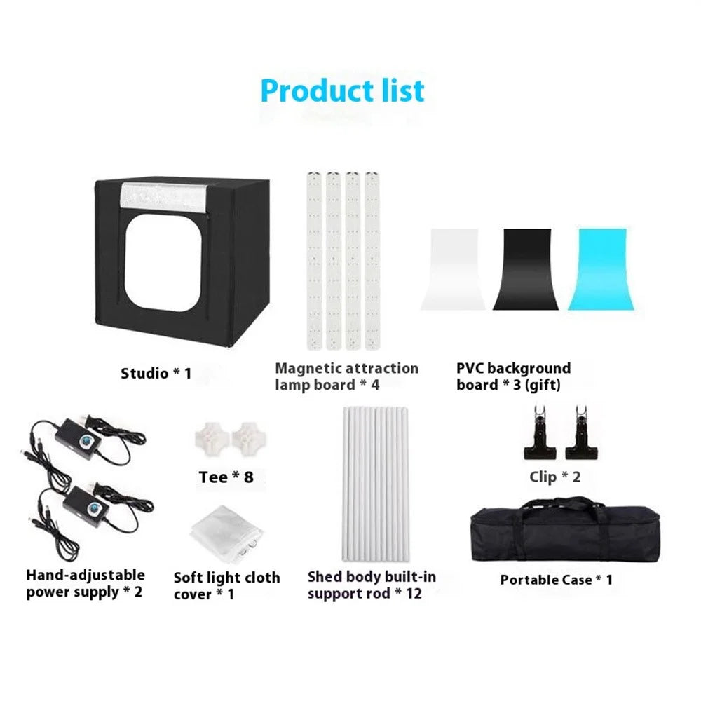 100cm Photo Studio Light Box Kit Photography Shooting Tent with LED Lights Backgrounds - US Plug - 7