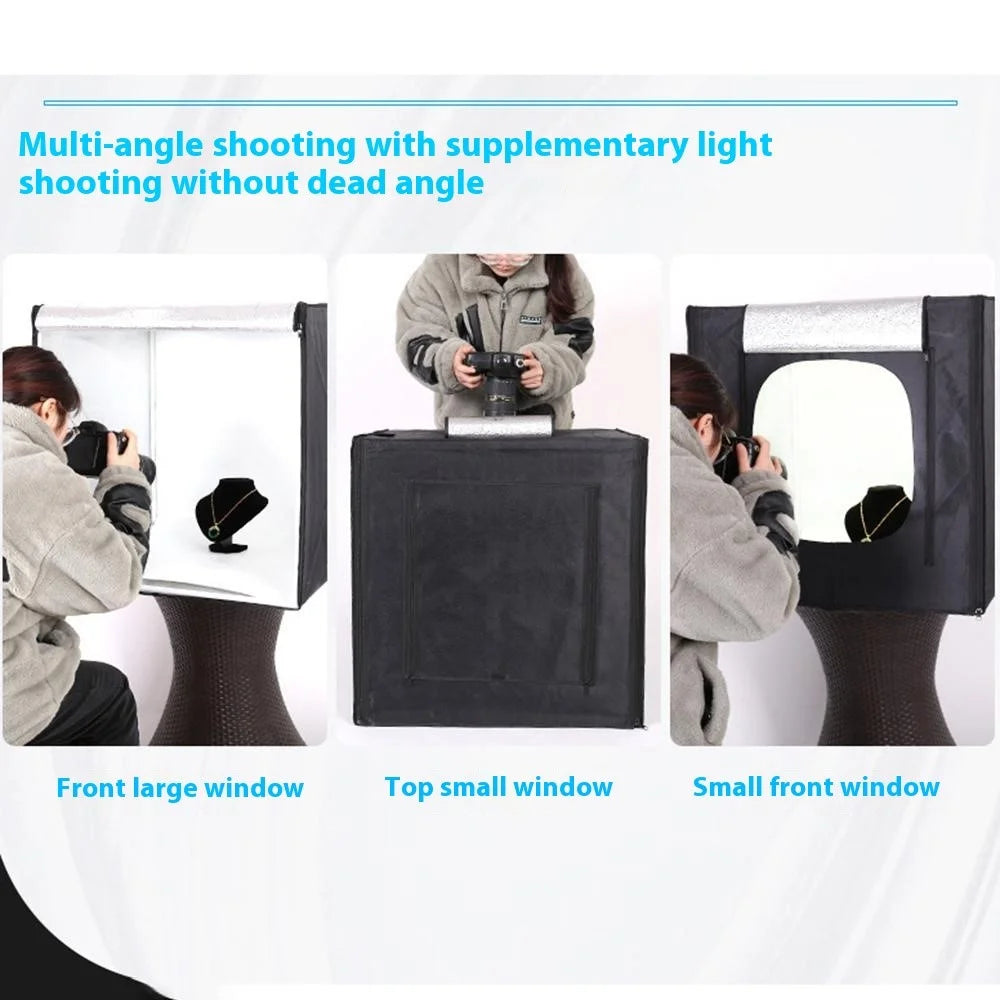 80cm Portable Photo Studio Box 3 LED Light Panels Dimmable Photography Lighting Kit - US Plug - 4