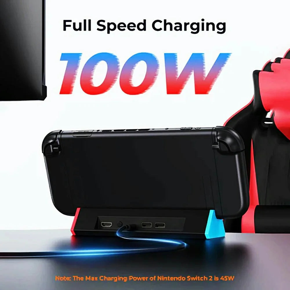 For Nintendo Switch 2 Docking Station 4K / 120Hz HD 2.1 Extension Hub with USB 3.0 and LAN Port - 4