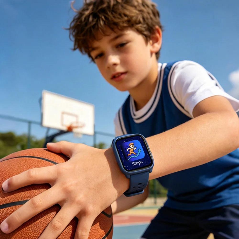 W98L Kids Smart Watch 1.83 Inch IPS Screen Sports Activity Tracker 4 Games Magnetic Charging Smart Bracelet for Children Students - Black - 7