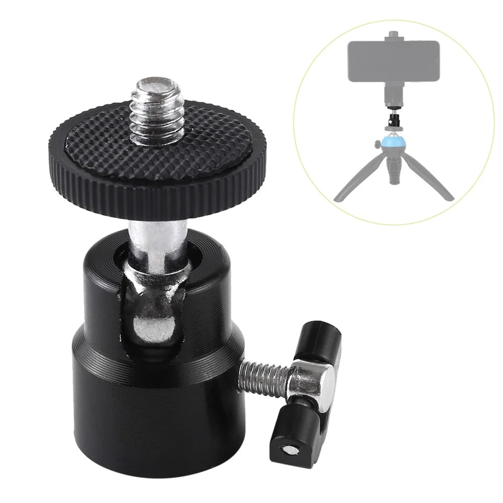 PULUZ PU412 1/4 inch Screw Metal Tripod Ball Head Adapter with Lock - 1