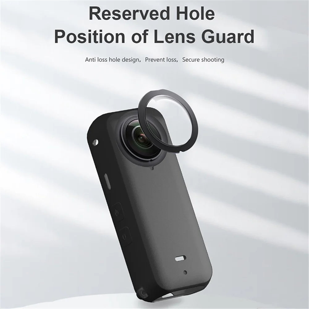 For Insta360 X3 Protective Cover, Panoramic Camera Scratch Resistant Soft Silicone Case - Black - 3