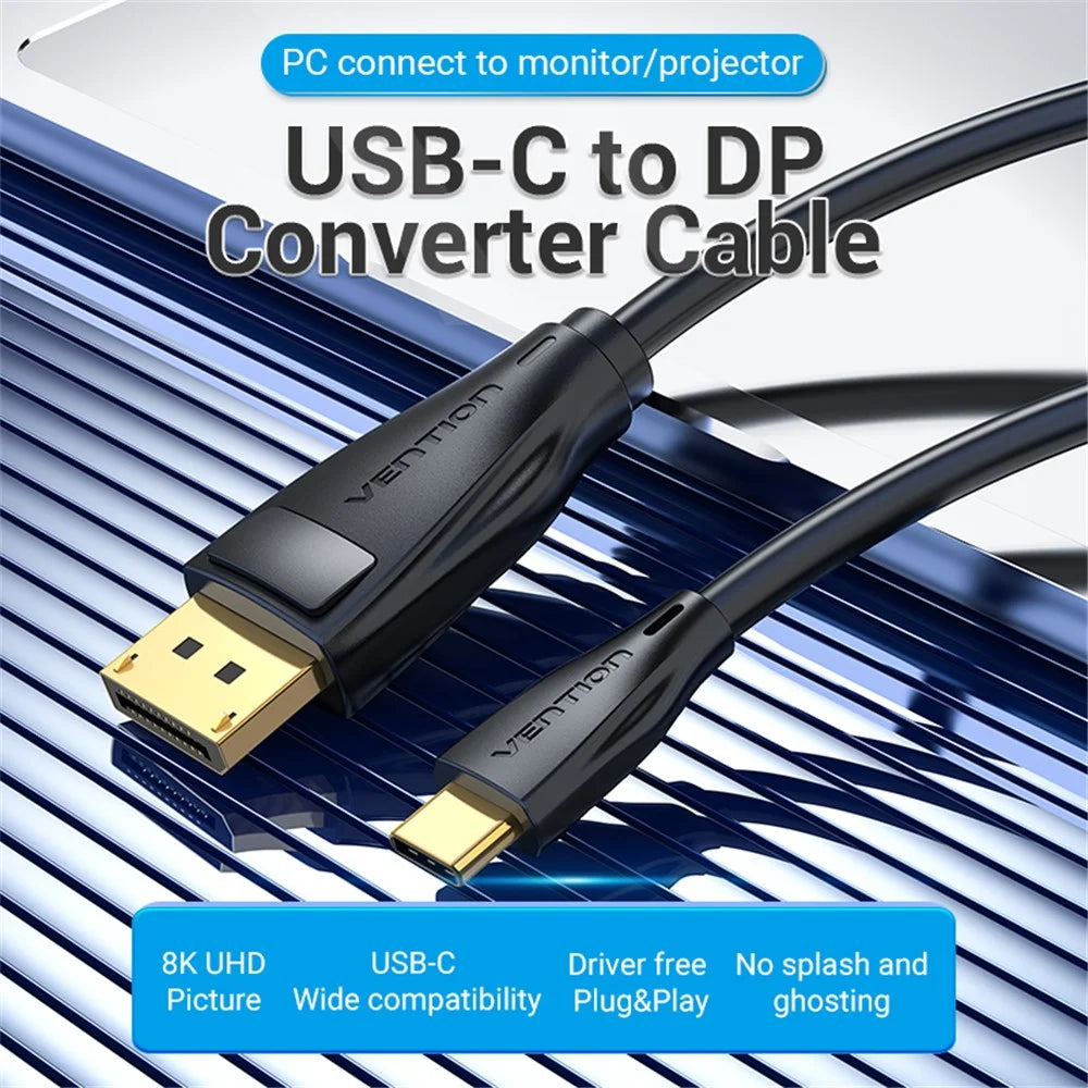 VENTION CGYBG CGY Series 1.5m Type-C to DP Cable 8K USB-C to DisplayPort Adapter Screen Synchronization for Laptop PC - 3
