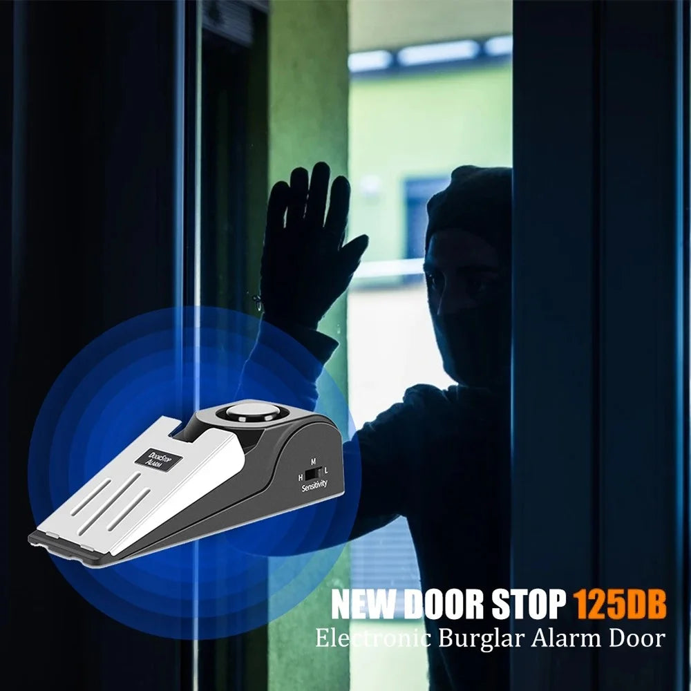 ABS + Stainless Steel Smart Door Stopper 120dB Anti-Theft Alarm for Hotel Home Office - 3