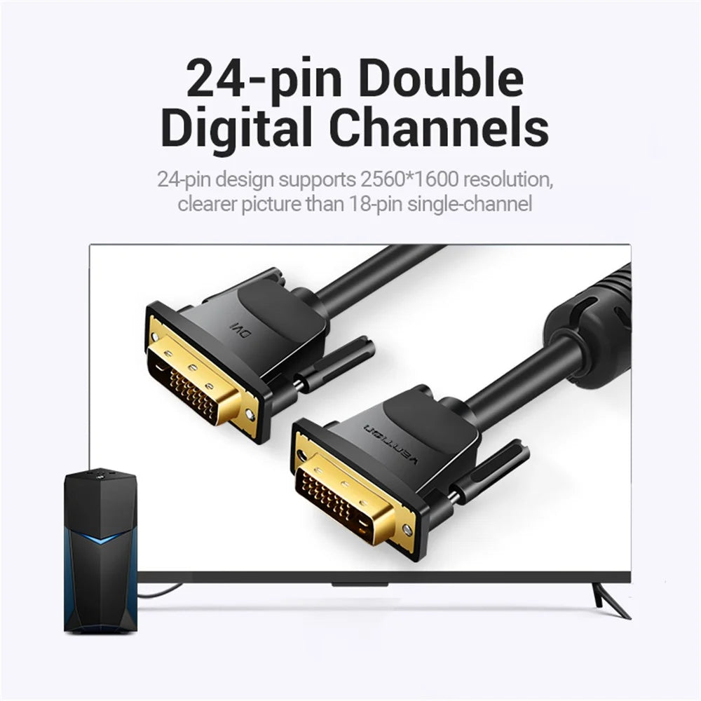 VENTION EAABI 3m 2K 60Hz 24+1 DVI to DVI Wire Male to Male Gold Plated Adapter Cable - 3