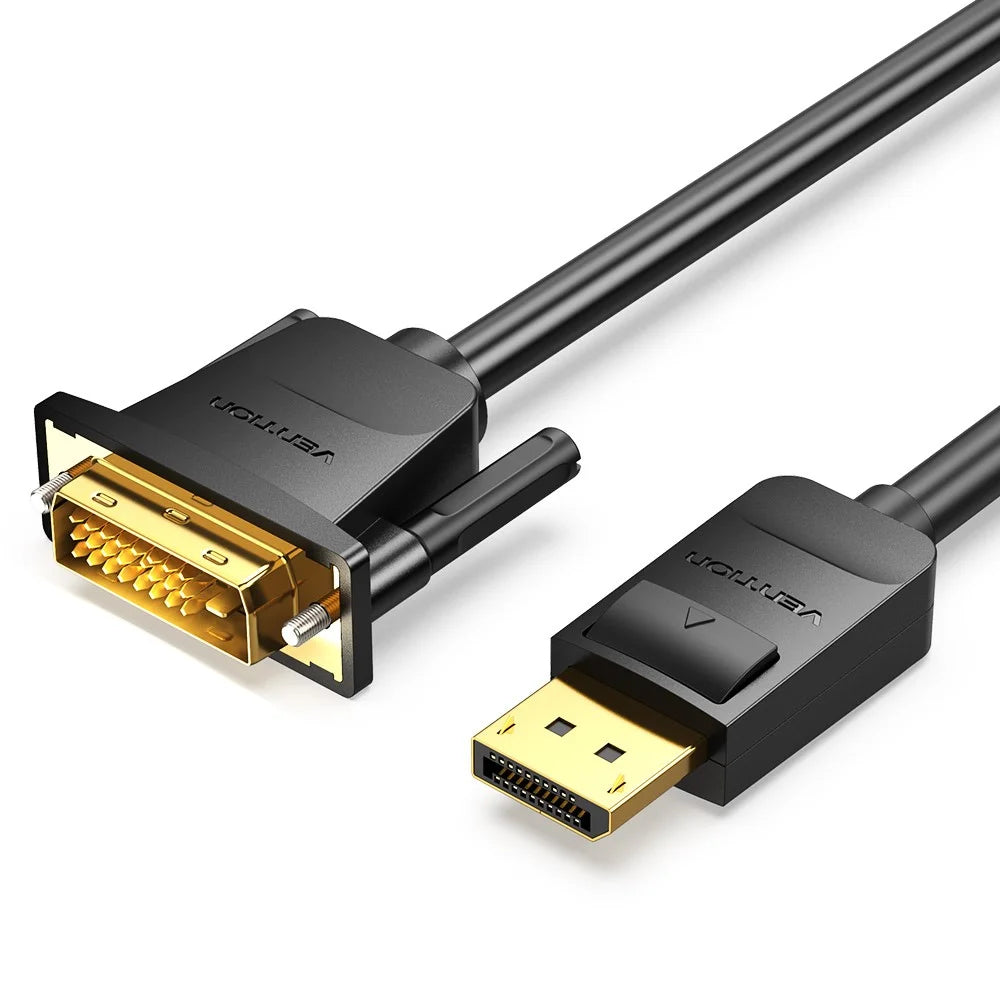 VENTION HAFBH 2m DP to DVI 24+1 Conversion Cable 1080P PVC HD Video Cord - Black - 1