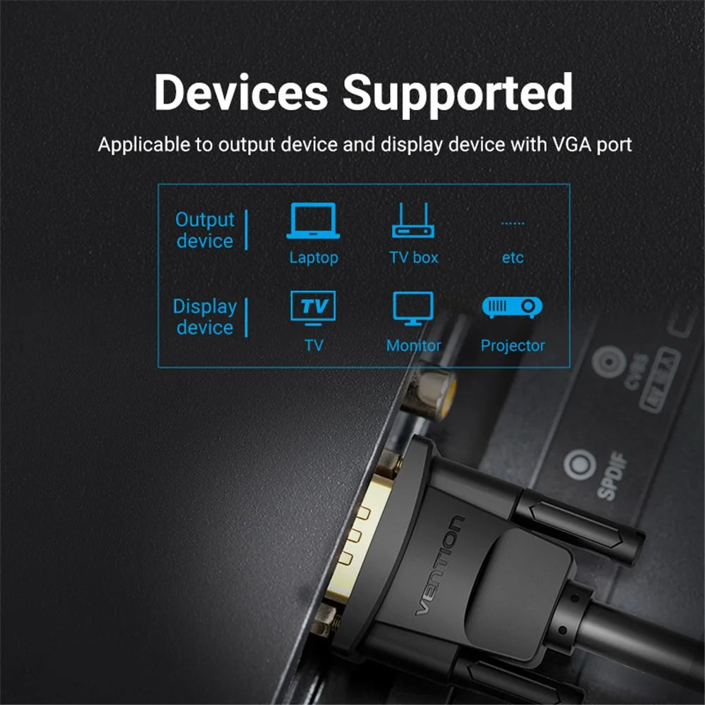 VENTION DAEBD 0.5m 1080P 60Hz VGA to VGA (3+6) Cable Male to Male Gold Plated Connector Wire - 7