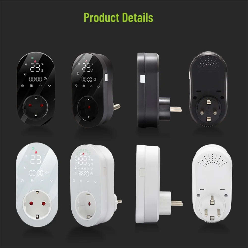 BHT12-EW-WIFI Smart WiFi Plug In Thermostat Temperature Controller Socket - Black / EU Plug - 7