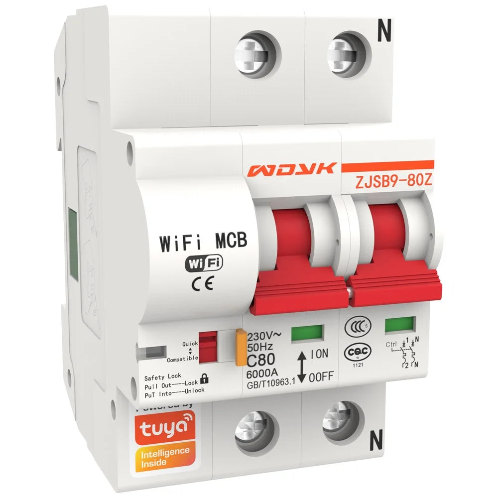 2P 125A Tuya Smart Home WiFi Circuit Breaker Remote Control Cloud-Managed Intelligent Switch - 1