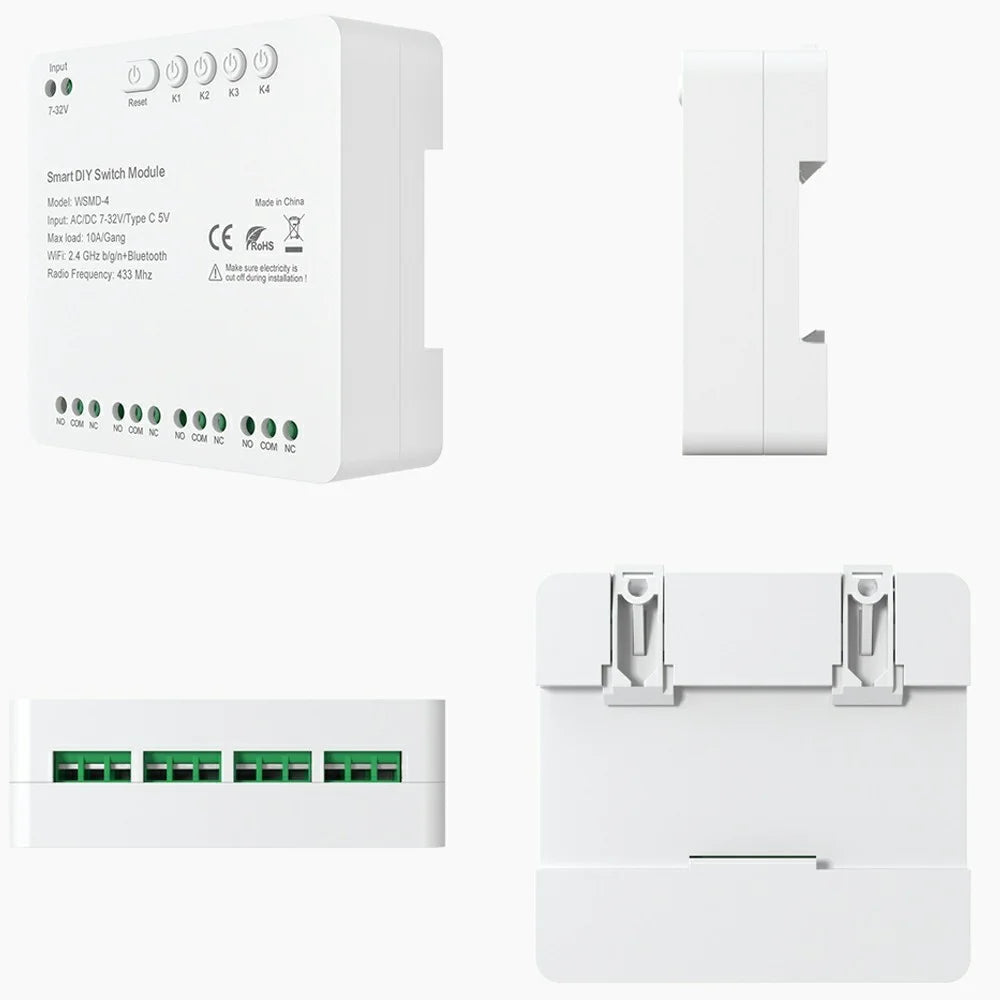 WSMD-4 Tuya Smart WiFi + RF 4 Channel Relay Smart Dly Switch Module for Home  /  Garage Door - AC  /  DC 7-32V - 2