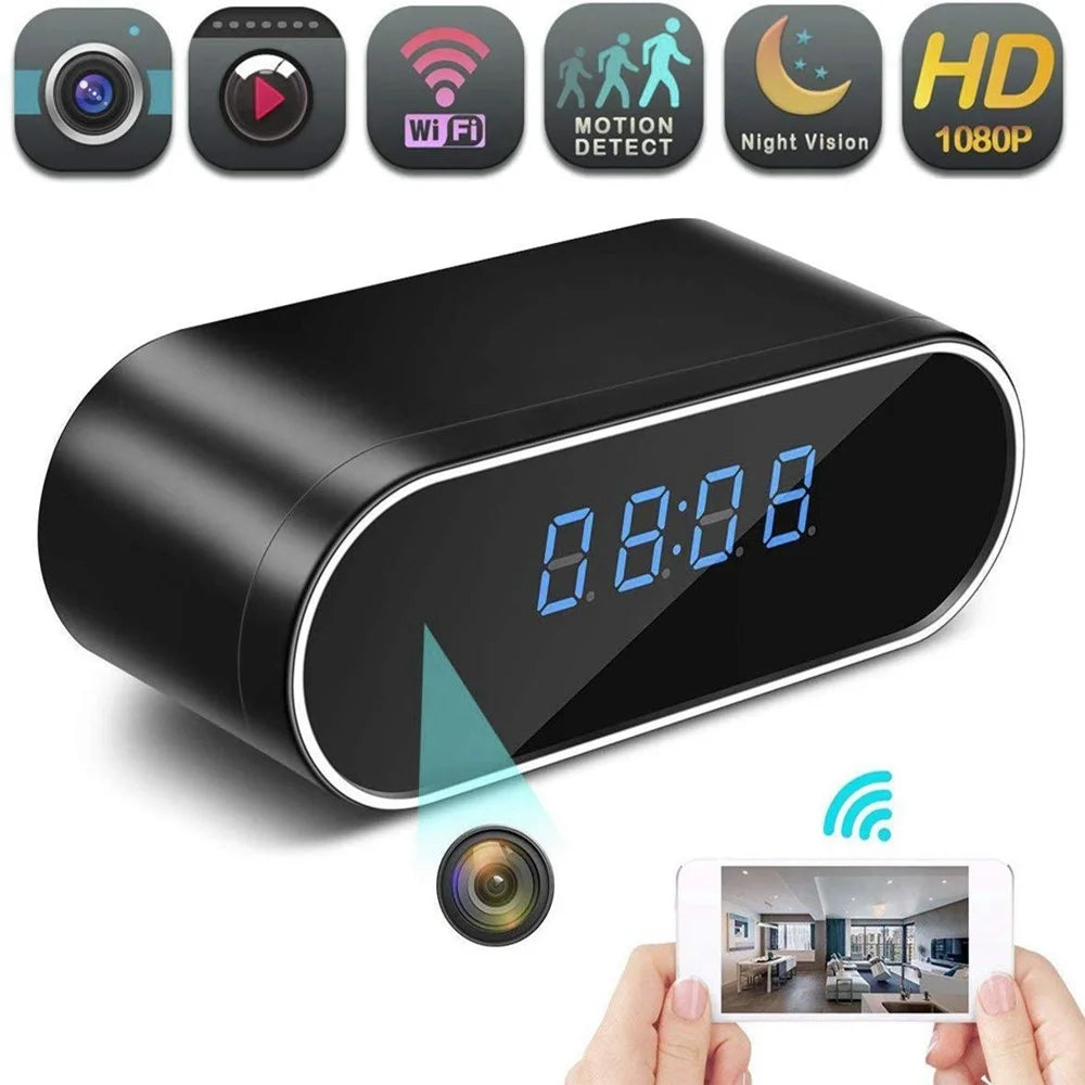 HD 1080P Clock Camera WiFi Mini Cam IR Night Vision Alarm Camcorder Video Recorder Motion Detection - 2
