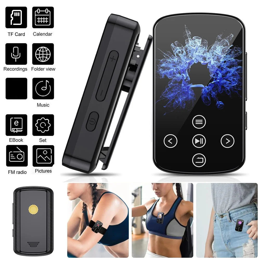 T8 1.54 Inch Touch Screen MP4 Player Bluetooth-Compatible FM Radio E-Book Reader with Back Clip (Without TF Card) - 2