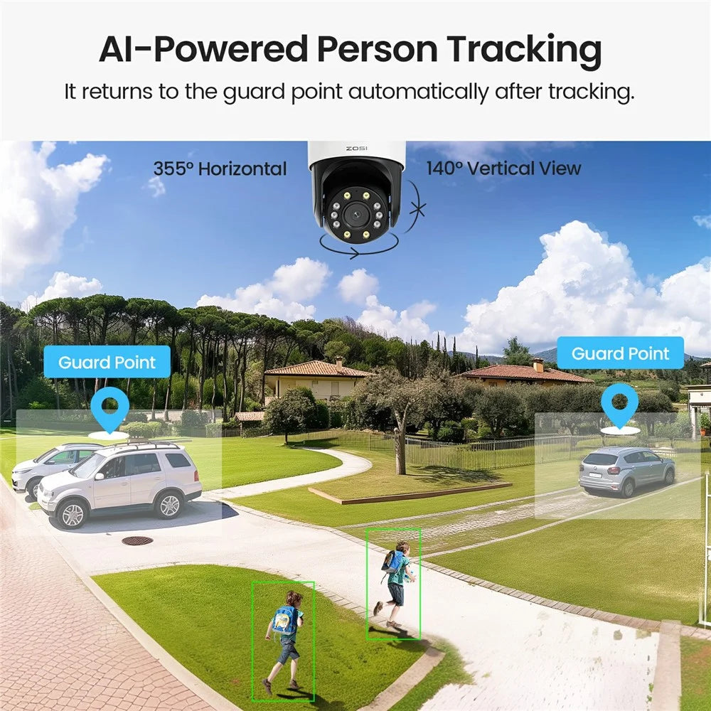 ZOSI C298 SE 4MP Dual Lens WiFi Camera AI Human  /  Vehicle Detection Two Way Audio Outdoor Security Cam - US Plug - 2